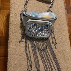 Silver Chain Embellished Women's Waist Bag Fanny Pack for Festivals